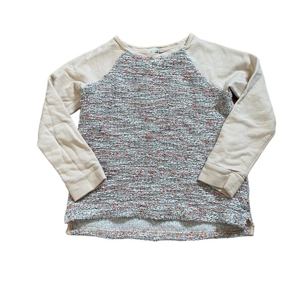 Lands End Kids Textured Knit Sweater Beige & pink Long Sleeve Size S - Picture 1 of 7